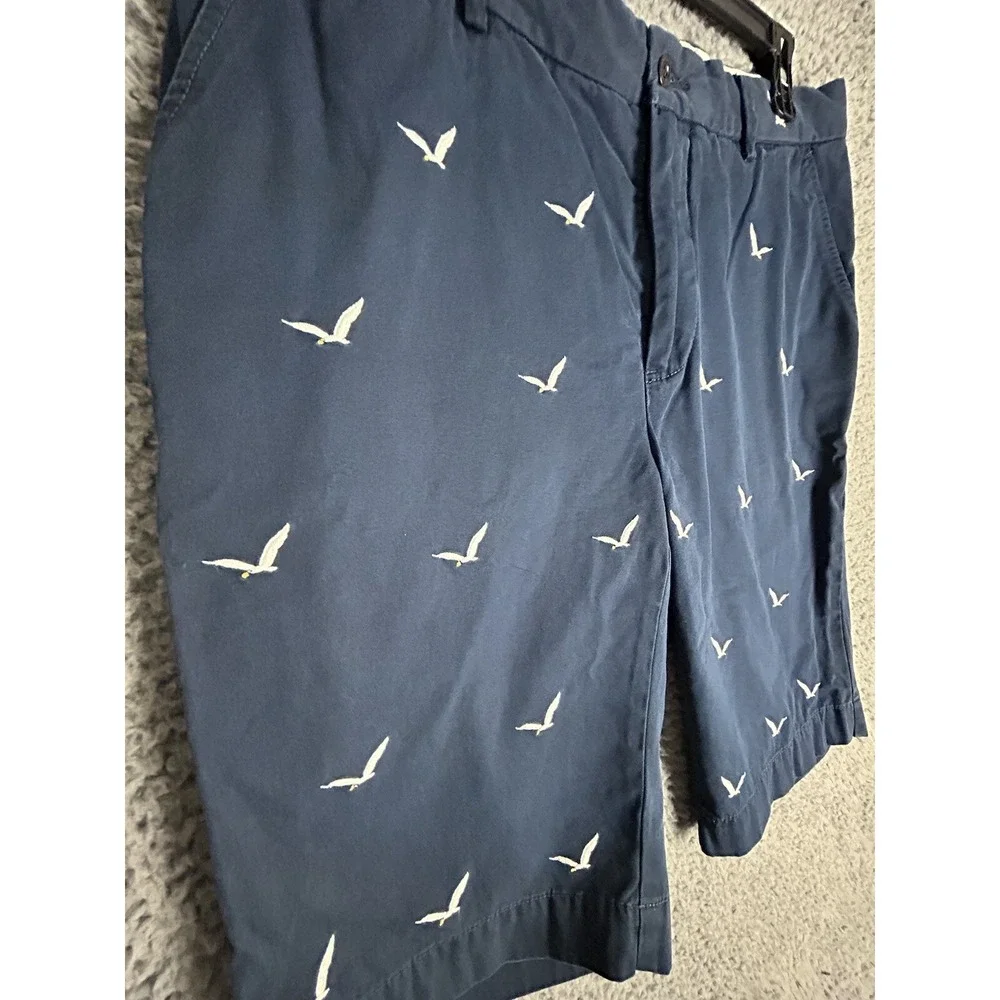 Polo Ralph Lauren Mens 32 Seagull Bird Cotton Chino Shorts Navy Blue Golf Vacay